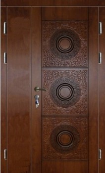 Двухстворчатая входная дверь ДВ-419 с массивом и МДФ